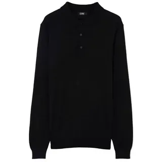 GOBI Cashmere Polokragenpullover Herren Polohemd aus Kaschmir-Seide schwarz S