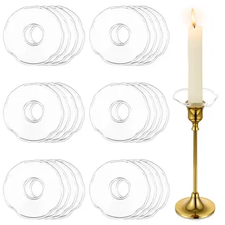 Hewory Gläser Kerzen Tropfenfänger für Stabkerzen 24er - Kerzenhalter Glas Tropfschutz für Spitz Tropfenfänger für Kerzen Glas Dekorative Kerzen Kommunion für Hochzeit Wohnzimmer, Klarer Muschelrand