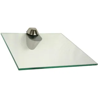 Regale4You Glasregal Quadrat 25x25 cm Klarglas mit 1 Clip XL Edelstahl-Finish /Glasablage / 1 Wandregal