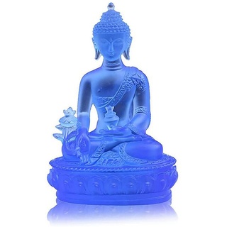 lesulety Medizin Buddha Statue Klein Buddha MeditationGlas Blau Durchscheinender Buddha StatueSpiritualität Orament Fengshui Deko Buddha Dekofigur für Haus, Büro, Garten ,Blau