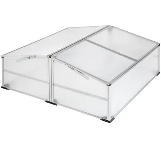 tectake® Frühbeet, Frühbeetaufsatz, Frühbeetkasten, Anzuchtkasten für Hochbeet, Blumenkasten, Anzucht Gewächshaus, Hochbeet Abdeckung, Pflanzkasten Minigewächshaus - 102 x 102 x 41 / 31 cm