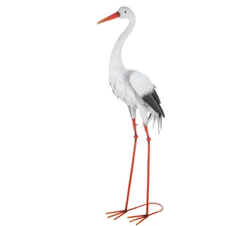 Gilde Figur Storch aus Metall - weiß - Höhe 91 cm - Vogelmotiv - Garten - Deko - Skulptur - Outdoor