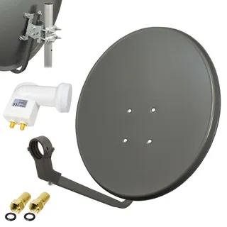 LogiSat Sat Anlage 50cm Spiegel Schüssel Twin LNB HD UHD d Antenne 2 Teilnehmer