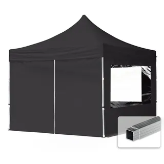 TOOLPORT Faltpavillon Economy 3 x 3 m inkl. 4 Seitenteile schwarz 59016