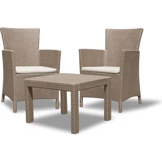 Allibert Balkon- und Gartenmöbel-Set Rosario inkl. Sitzauflagen, Farbe Cappucino - Beige