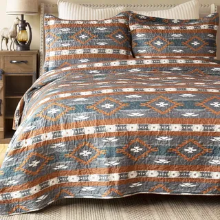 Carstens, Inc. Western Aztec Country Bettwäsche-Set, Southwestern 3-teiliges Mikrofaser-Kuh-Druck, Wrangler Checotah, Full/Queen