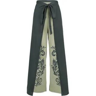 Black Premium by EMP Damen dunkelgrüne Stoffhose mit Wickelung und Schlitzen - M