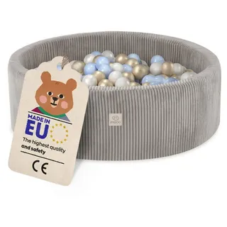 Misioo Bällebad mit Schaumstoff-Füllung - 90x30cm - 200 Bälle - Hochwertige Bällebad Bälle für Kinder - Weiches und Sicheres S... - Beige