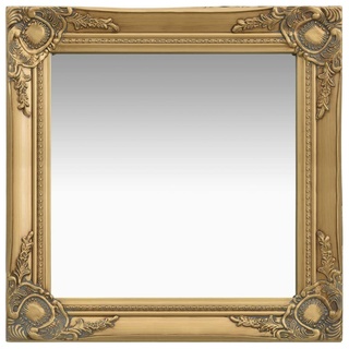 vidaXL Wandspiegel im Barock-Stil Antik mit Montagehaken Hängespiegel Dekospiegel Badspiegel Spiegel Flurspiegel Garderobe 50x50cm Golden
