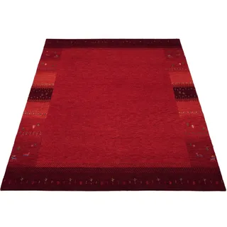 Wollteppich OCI DIE TEPPICHMARKE "INTENSE MALA", rot (dunkelrot), B:90cm H:12mm L:160cm, Schurwolle, Teppiche, handgeknüpft, reine Schurwolle, fußwarm, Wohnzimmer