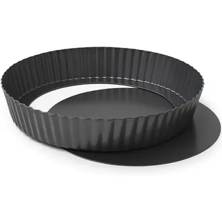MGE - Extra Hohe Quicheform 28 cm - Tarteform mit Hebeboden aus Karbonstahl - Backform Rund - Tarteform - Quiche Formen mit Hebeboden Antihaftbeschichtung - Obstbodenform - Kuchenform - 28 cm