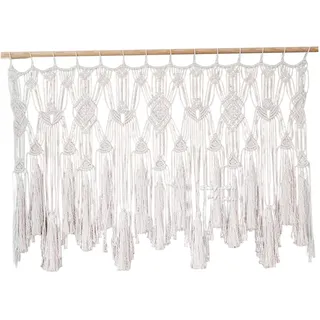 Muzrunq Makramee-Vorhänge für Fenster, aus Baumwollseil gewebter Makramee-Volant, Wandbehang, kurzer Boho-Volant für Küche, Schlafzimmer, Balkontür, 119, 4 x 55, 9 cm, Dekor