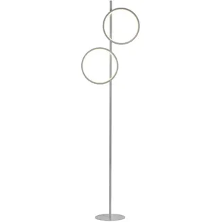 LED Stehleuchte silber Leselampe mit Fußschalter Leuchtringe schlichtes Design