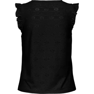 Only Shirttop "ONLSMILLA S/L FRILL TOP JRS", Damen, Gr. XS, schwarz pattern:jo smilla, Jersey, Obermaterial: 95% Polyester, 5% Elasthan, unifarben, regular fit Rundhals, Tops Shirttop, Materialmix, regular fit, Rundhals
