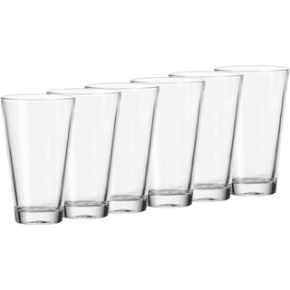 Leonardo Ciao Trink-Gläser, 6er Set, spülmaschinengeeignete Wasser-Becher aus Glas, Saft-Gläser, Getränke-Set, 300 ml, 012674