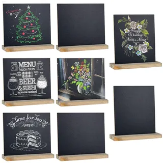 Graplan 8 Stück Aufsteller Kreidetafel Klein 15 x 13 cm schiefertafel zum beschriften Doppelseitige Kreidetafel kleine tafeln zum beschriften buffet schilder preisschilder aufsteller für Bar Café