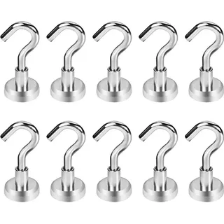 10 Stück Magnethaken 16mm Neodym Magnet mit Haken, Magnetischer Halter für Küche Büro Badezimmer Garage Schließfächer Kühlschrankmagnet