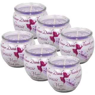 HS Candle Duftkerzen Sprüche 6er Pack im Glas, lange Brenndauer und angenehmer Duft (Danke Schön)