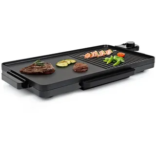 Tristar Tischgrill, 2000 W, Elektrischer XL Teppanyaki Balkon Back-& Grill-Platte für 4-6 Personen schwarz