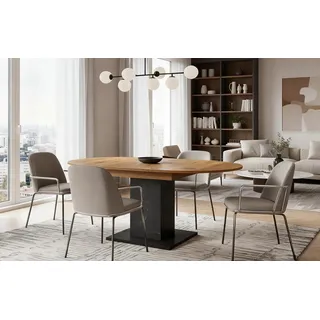 B&D home Säulen-Esstisch WIM, Holztisch, rund, ausziehbar 100-140cm, 4-6 Personen, versch. Farben bunt