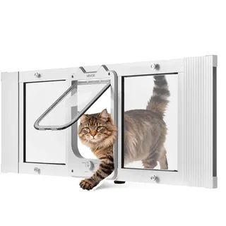 Vevor Katzenklappe Katzentür Anpassbar an Fensterbreiten (889-1016 mm) Weiß