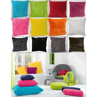 MB Warenhandel24 Kissenhülle Kissenbezug Kissen Zottel Plüsch Teddy Fell mit RV 40x40 o. 50x50 cm (Grau, ca. 40x40 cm)