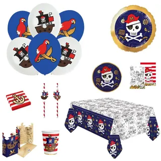 Amscan Papierdekoration Partydeko Set groß Pirates Map für 8 Kinder