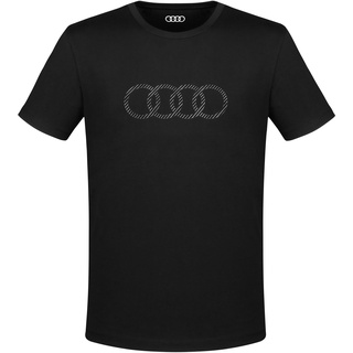 Audi T-Shirt Ringe Herren Schwarz Shirt Halbarm Größe M 3132301503