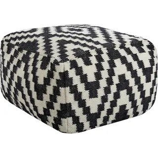 Beliani Pouf KNIDOS Wolle 56 x 32 x 56 cm Schwarz/Weiß