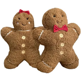 Eteslot 2pack Lebkuchenmann Kissen - Weihnachts Kissen, Lebkuchen Deko für Weihnachten, Feiertags-Überwurfkissen, Kreative Dekoration für Bett, Couch