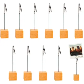 10 Stück Fotohalter mit Klammern,Kartenständer,Memo Clip Halter,Fotoständer,Zettelhalter,Fotohalter Tisch Holz,Stationen Aufsteller Grundschule,Bilderhalter zum Hinstellen,Tischkartenhalter für Bilder