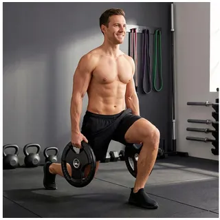 sportnow Hantelscheiben 2er-Set Tri-Grip 2 x 10 KG gummierte Olympiascheiben schwarz