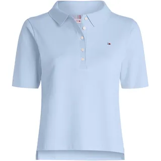Poloshirt TOMMY HILFIGER Gr. XS (34), blau (well water) Damen Shirts Jersey mit Logostickerei