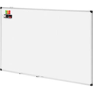 Amazon Basics Magnetisches Whiteboard mit Stiftablage und Aluminiumleisten, trocken abwischbar, 150 cm x 100 cm (B x H), Weiß