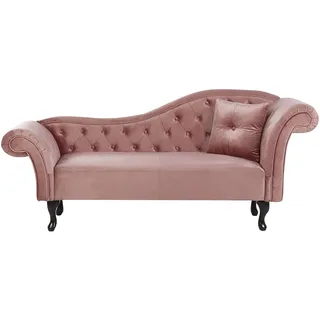 Beliani Chaiselongue Samt rosa rechts gesteppt mit Kissen Chesterfield-Stil Lattes