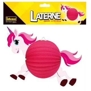 IDENA Umzugslaterne Einhorn 40 x 34 cm pink/Weiß