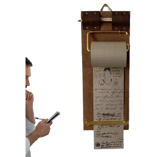 FmtwPhn Wandmontierter Notizpapierspender, Holz Notizpapier Spender Rolle, 32x12x3cm Notizbuch Mit Klemmbrett, Retro Notizzettelhalter Aufhängbar, Ideal Für To-Do-Listen, Memos & Ideen In Küche