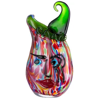 GILDE Dekovase VENITO Gesichtsvase - mehrfarbig - Glas - H. 35cm x x B. 19cm - Deko (1 Stück), Glasvase mit Gesichtsmotiv - Blumenvase für Tischdeko und Vasen-Deko bunt