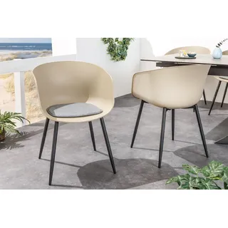 riess-ambiente Gartenstuhl DESIGNO greige / schwarz (Einzelartikel, 1 St), Esszimmer · Kunststoff · Metall · mit Armlehne · Balkon · Outdoor beige