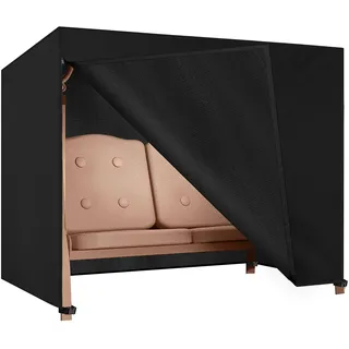 Dokon Hollywoodschaukel Abdeckung 3 Sitzer Wasserdicht Winterfest Winddicht UV-Beständiges Robustes Oxford-Gewebe Schutzhülle für Gartenschaukel, Schaukelbank (210x150x150cm) - Schwarz