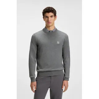 Strickpullover BOSS ORANGE "Kanovano", Herren, Gr. S, grau (silber041), Strick, Obermaterial: 95% Baumwolle, 5% Kaschmir, unifarben, regular fit hüftlang, Rundhals, eingesetzt Strickbündchen, Pullover Strickpullover, mit Rundhalsausschnitt