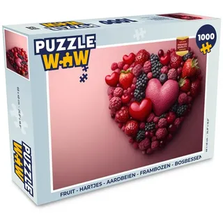 MuchoWow Puzzle Obst - Herzen - Erdbeeren - Himbeeren - Heidelbeeren, 1000 Puzzleteile, Foto-Puzzle, Bilderrätsel, Puzzlespiele, Klassisch 48 cm x 68 cm x 2 cm | Querformat