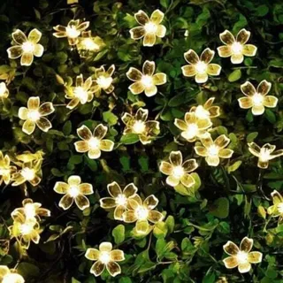 6,5 M Lange, Warmweiße Led-solar-lichterkette In Blumenform, Lichterkette Für Gartendekoration, Hochzeit, Weihnachten, Party