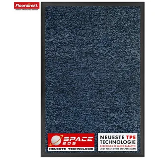 Floordirekt Fußmatte Space 205, Schmutzfangmatte hochabsorbierend - Matte Eingangsbereich, langlebig & rutschfest - Fußmatte innen/Schmutzfangmatte außen blau 60 cm x 90 cm
