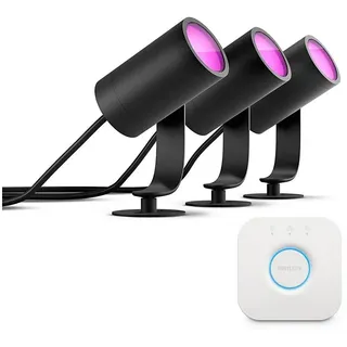 Philips - SET 3x LED-Bodenstrahler Hue LILY LED/8W/230V IP65 + Hue Bridge - Schwarz
