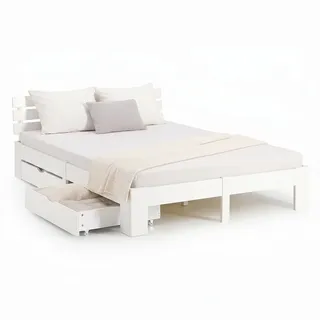 Homestyle4u Holzbett 180 x 200 cm Weiß