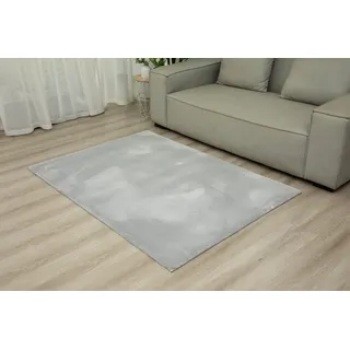 Vimoda Fellteppich Lisa, aus Mikrofaser rutschfeste und warme Oberfläche, Höhe: 16 mm, Teppich Wohnzimmer extra flauschig & weich, dicht, Kinderzimmer silberfarben 80 cm x 150 cm x 16 mm