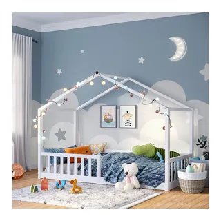 bellabino Hausbett Bia 90 x 200 cm Kiefer massiv weiß