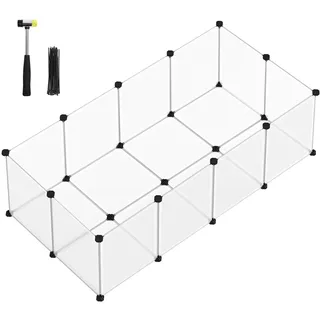 Songmics Feandrea Freigehege mit Bodenplatten 143 cm x 73 cm x 46 cm Weiß