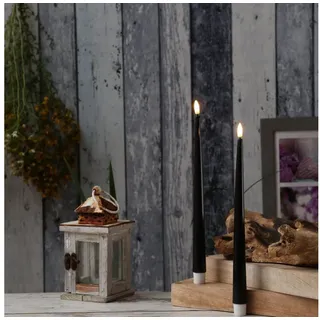 Deluxe Homeart LED-Kerze LED Stabkerzen ELLA Deluxe Tafelkerze flackernd H: 28cm schwarz 2St. (2-tlg) schwarz